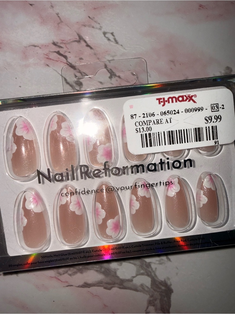 Nail Reformation Press-On Nails with Pink Floral Accent